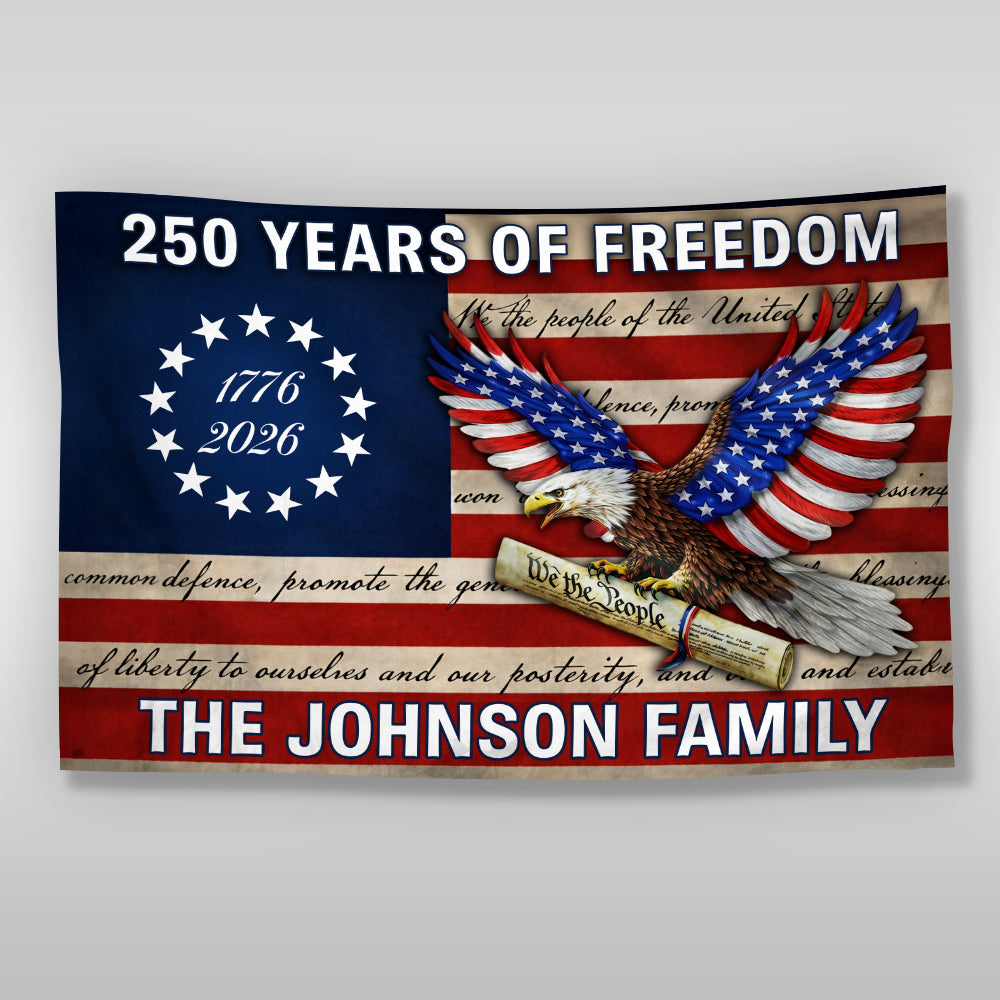 Custom Family Name America 250 Years of Freedom House Flag HO82 901602