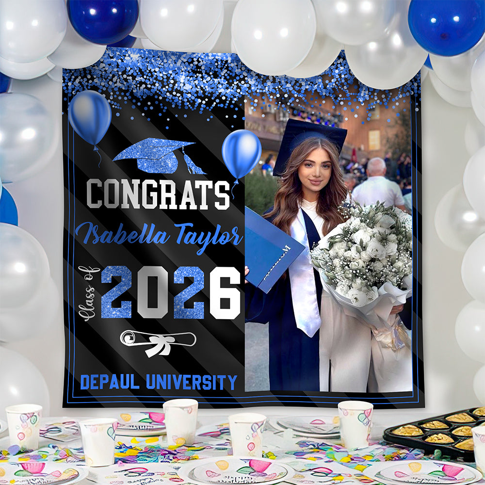 Custom Photo Graduation Backdrop Class of 2026 Party Decor CH07 910628