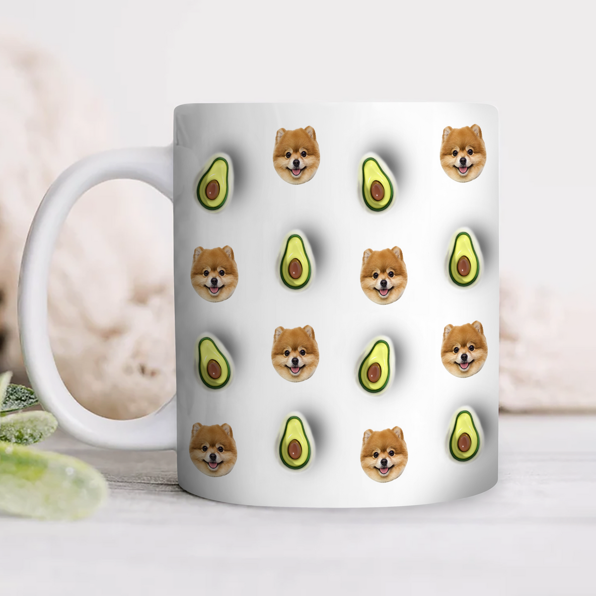 Custom Face Photo With Icon Dog For Dog Lover 3D Inflated Effect Mug TH10 894335