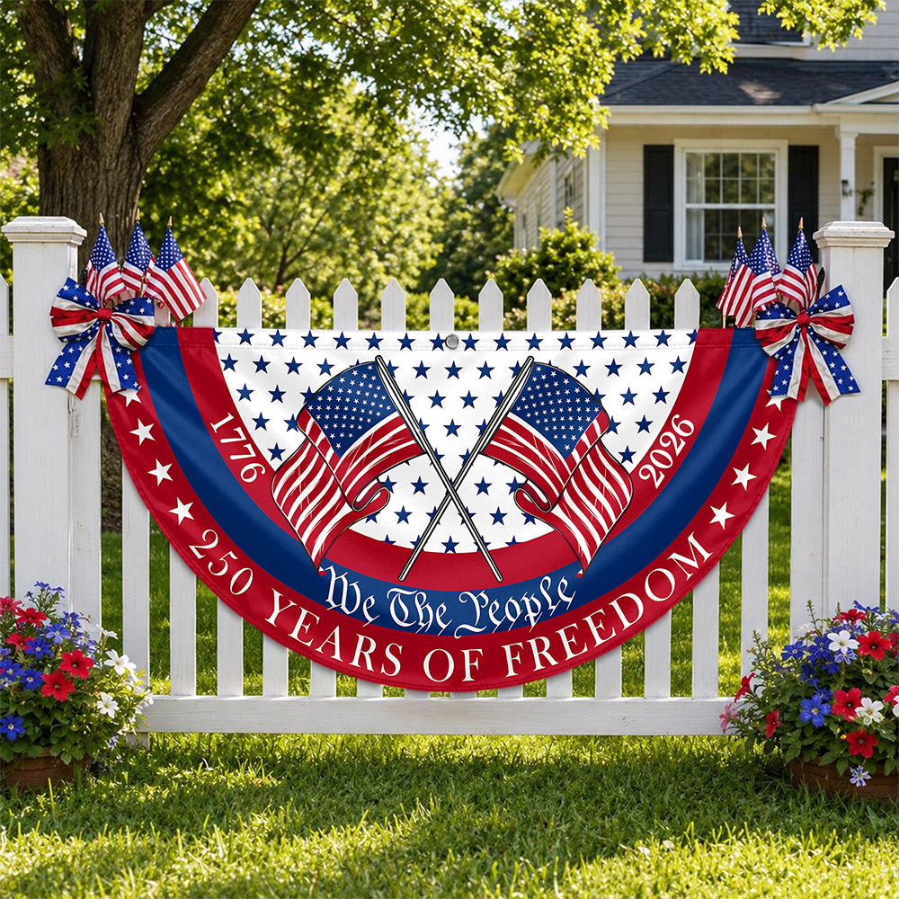 We The People 250 Years of Freedom 1776-2026 America Flag Non-Pleated Fan Flag TH10 170225
