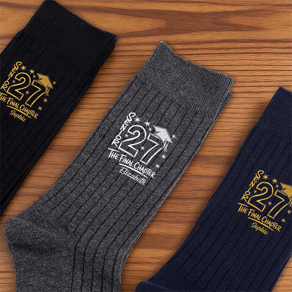 Personalized Name Senior 2027 - The Final Chapter Embroidered Socks HA75 919134