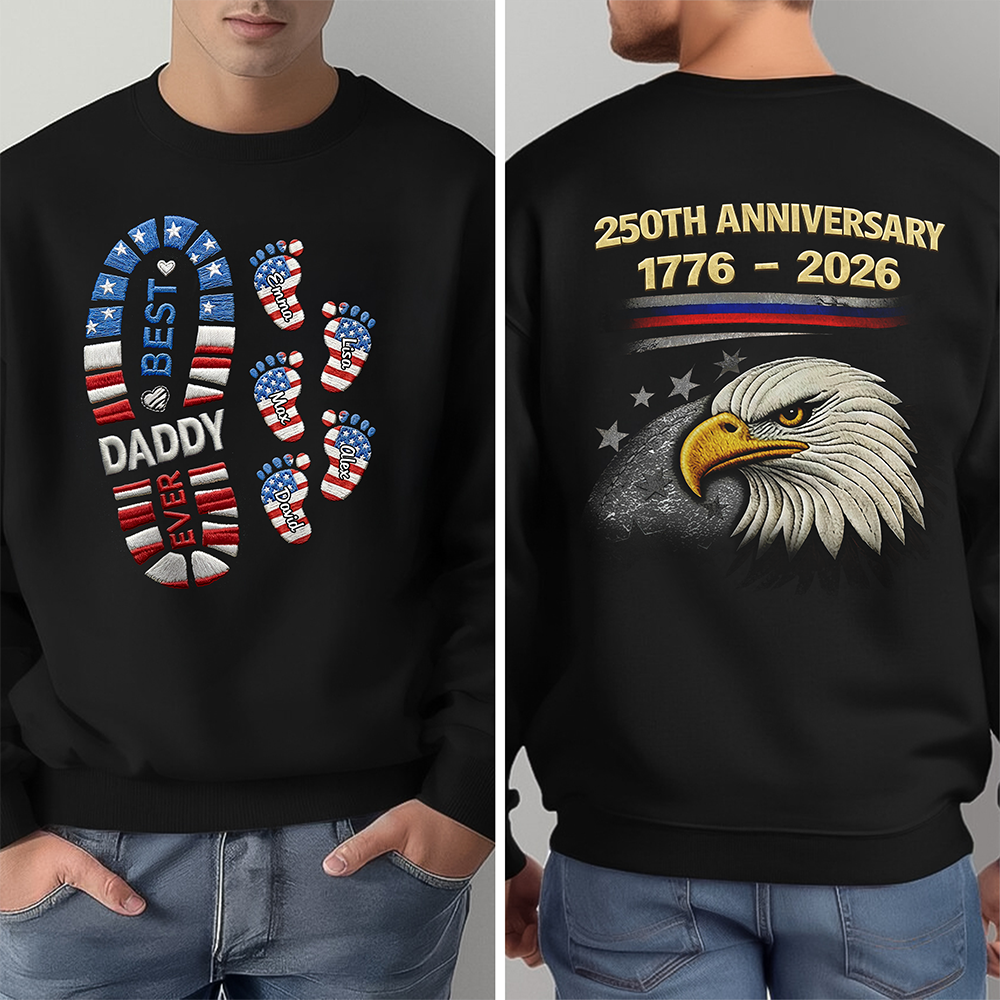 Personalized 250th Anniversary Dad 1776-2026 Back & Front Dark Shirt CH07 911004