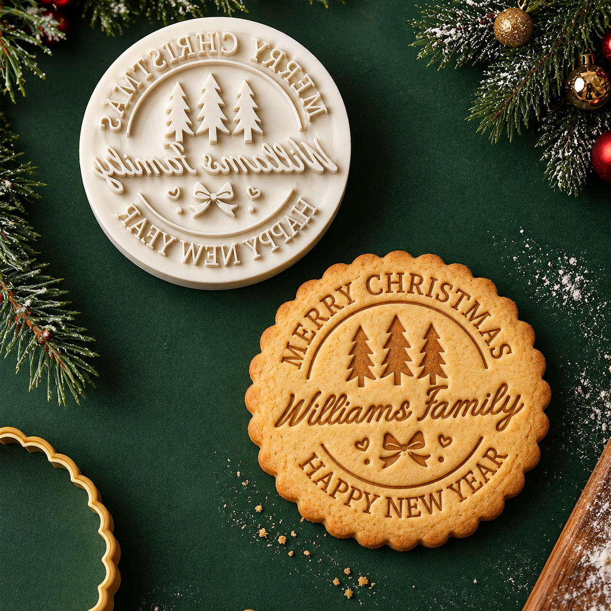 Personalized Christmas and Happy New Year Cookie Stamp CH07 180620
