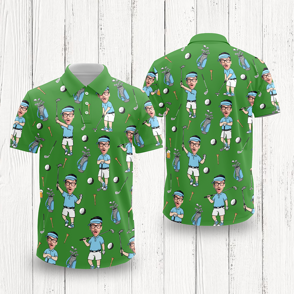 Custom Face Photo Golf Polo Shirt Gift For Golf Lover CH07 911176