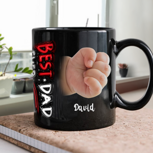 Custom Hand Photo Best Dad Ever Black Mug N369 896321