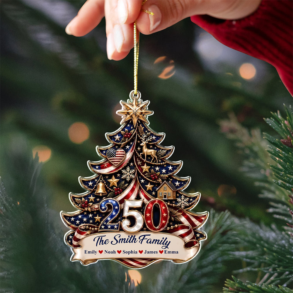 Personalized Family Christmas Tree 250 Acrylic Ornament Patriotic Christmas Gift CH07 180328