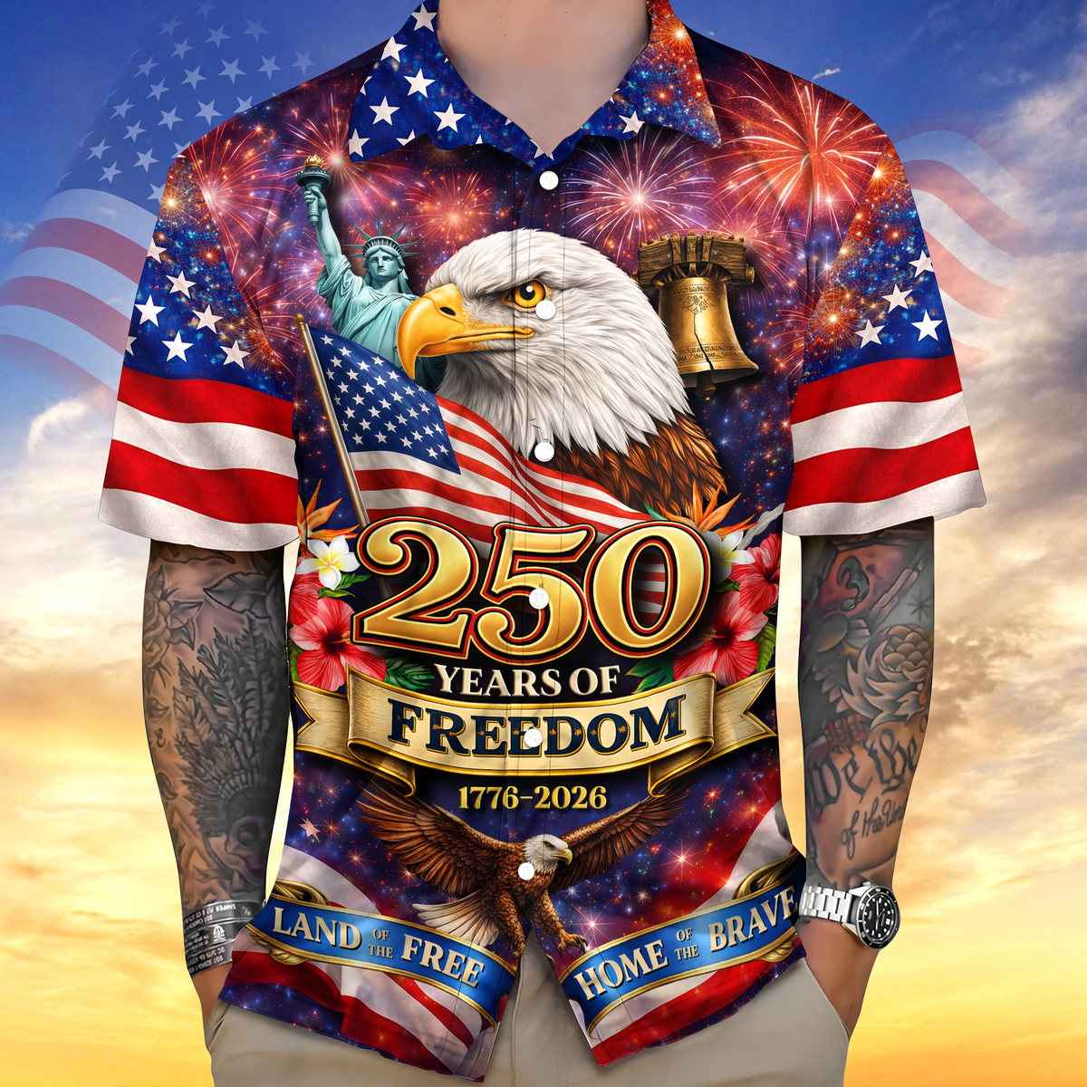 America Land of The Free Home of The Brave 250 Years of Freedom Hawaiian Shirt CH07 910374