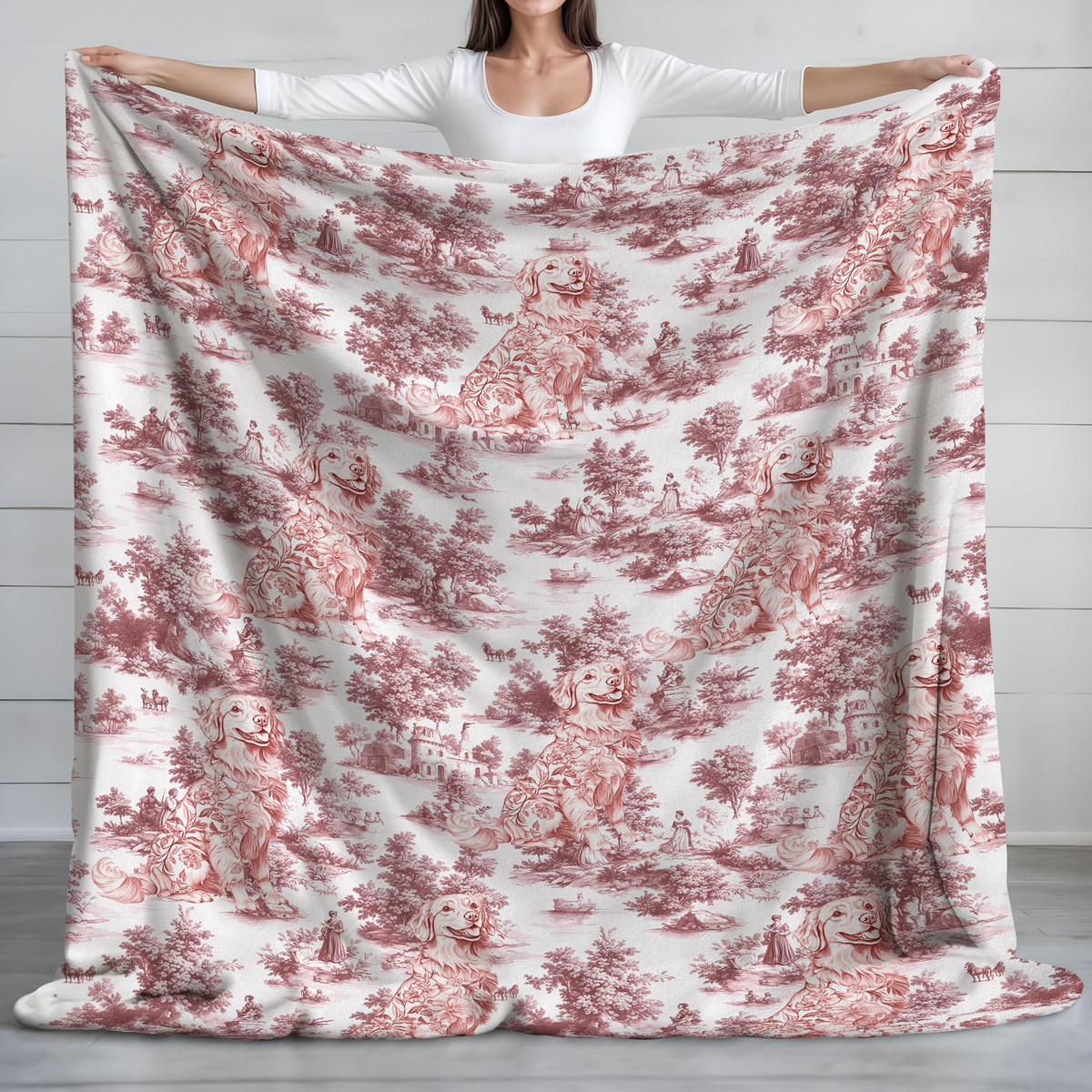 Personalized Dog Toile De Jouy Blanket For Dog Lovers HO82 894180