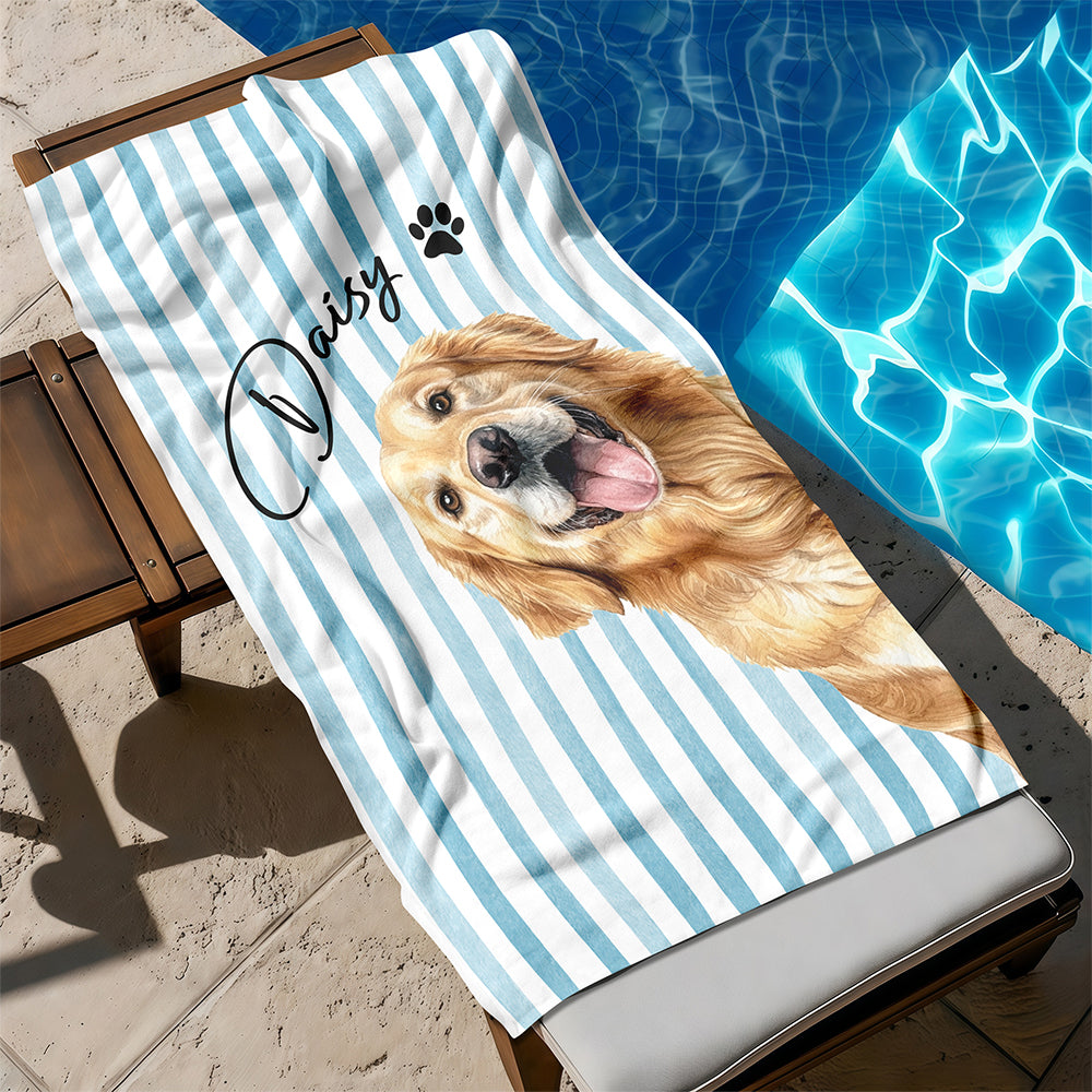 Custom Dog Portrait Beach Towel - Personalized Pet Lover Gift CH07 911466