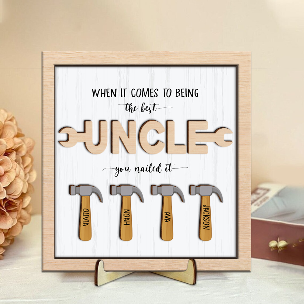 Personalized The Best Dad You Nailed It Square Wooden Plaque With Stand LM32 893573