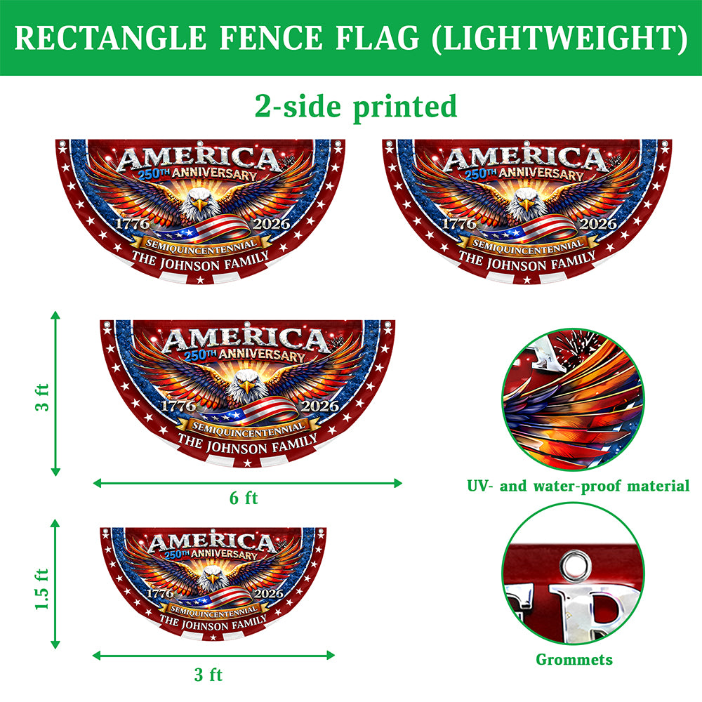 Personalized USA Eagle Patriotic 250th Anniversary Non-Pleated Fan Flag LM32 669345