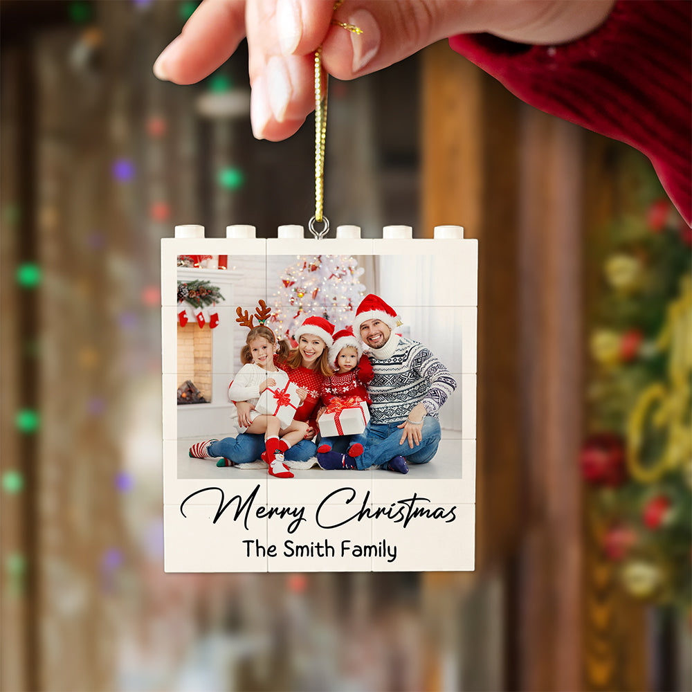 Custom Photo Merry Christmas Building Blocks Ornament TH10 170647