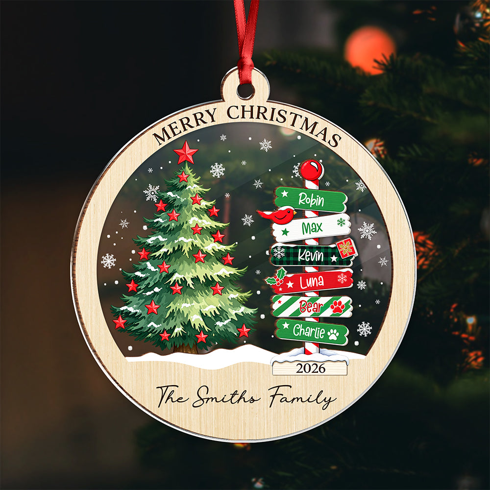 Personalized Christmas Wood And Acrylic Ornament with Names Xmas Tree Decor, Holiday Keepsake TH10 171239