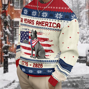 Custom Hero Dog With Flag 250 Years America 1776 - 2026 Ugly Sweater LM32 897143