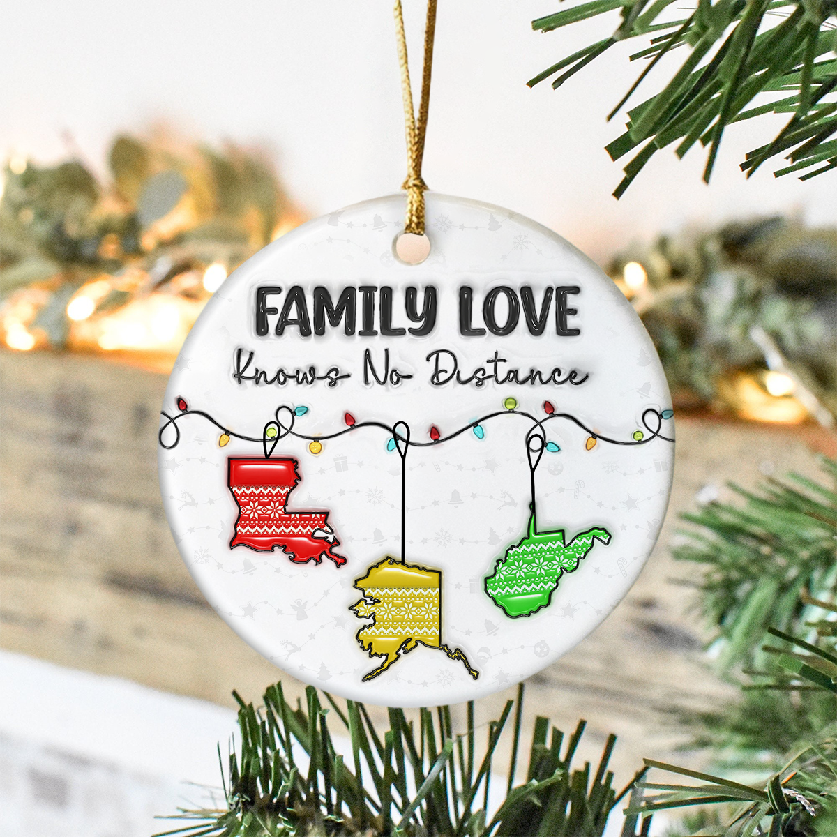 Family Love Knows No Distance 3D Inflated Effect Ceramic Ornament Personalized Gift HO82 894552