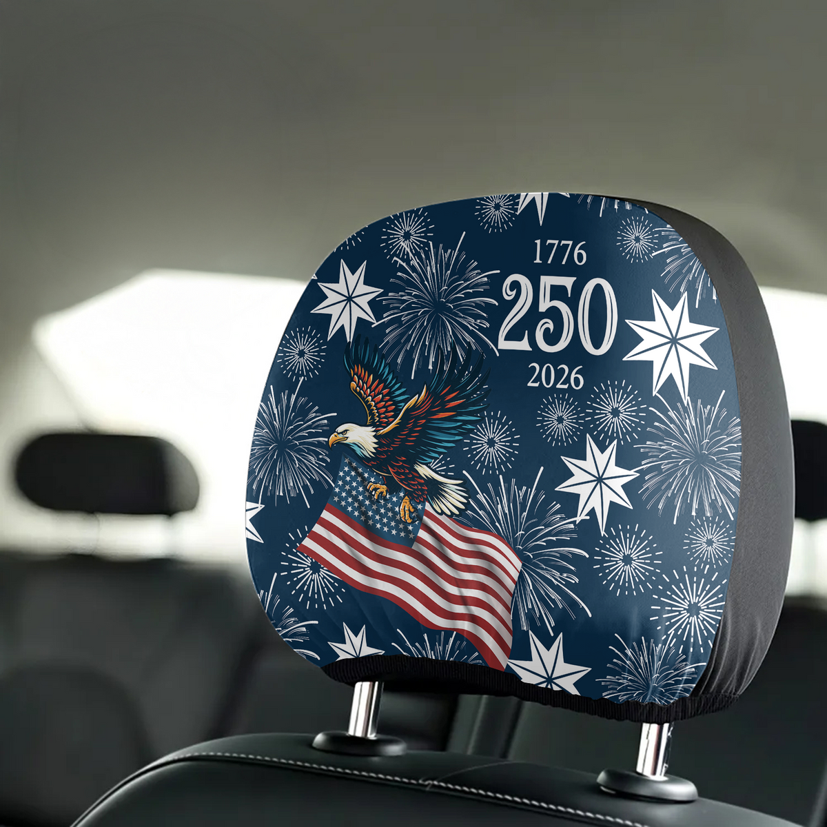 Personalized USA 250 Anniversary Eagle 1776-2026 Car Headrest Covers LM32 899561