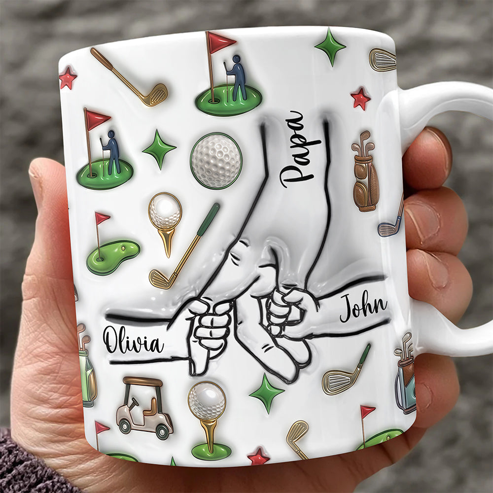 Personalized Papa Golf Mug With Kids Names 3D Inflated Effect Mug TH10 169845