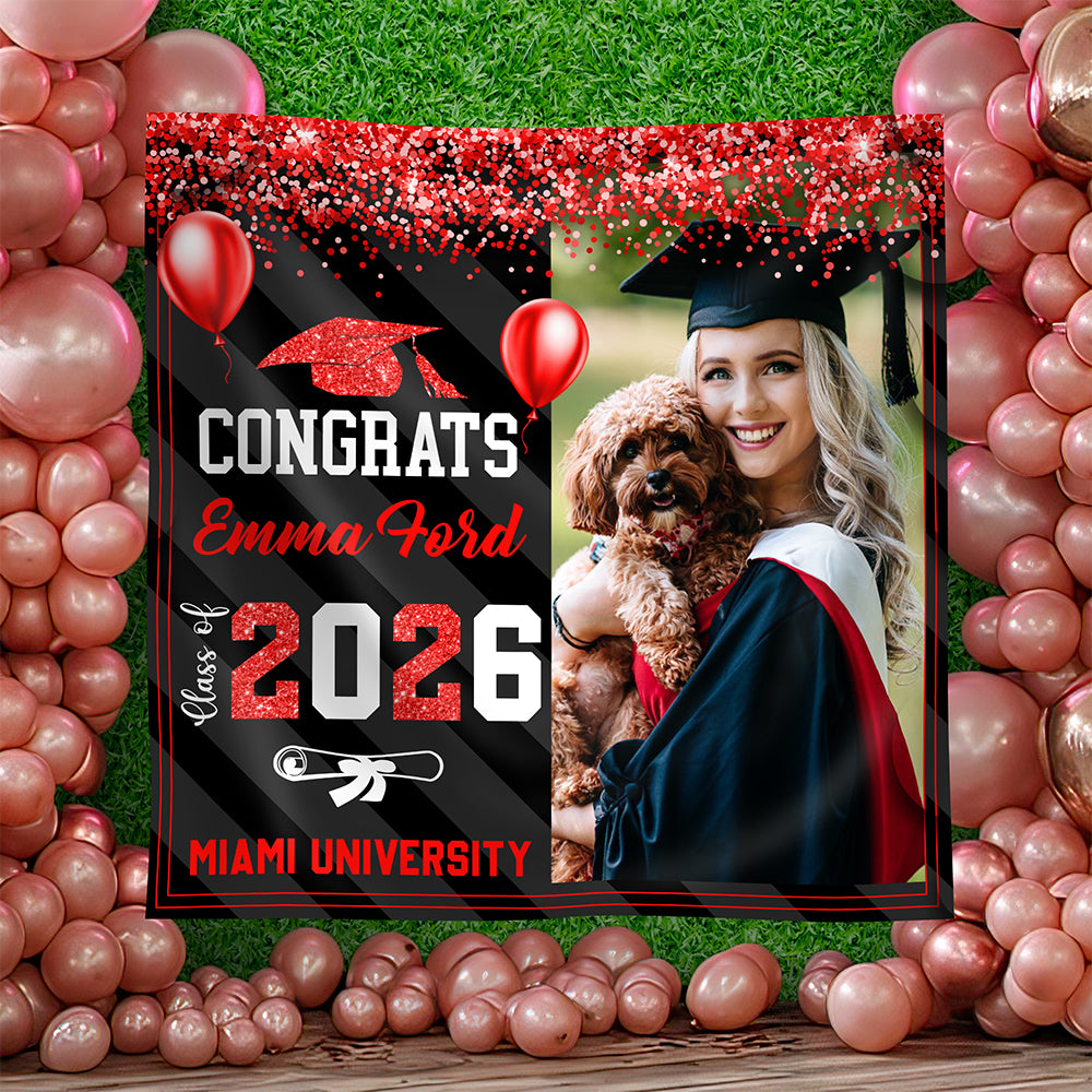 Custom Photo Graduation Backdrop Class of 2026 Party Decor CH07 910628