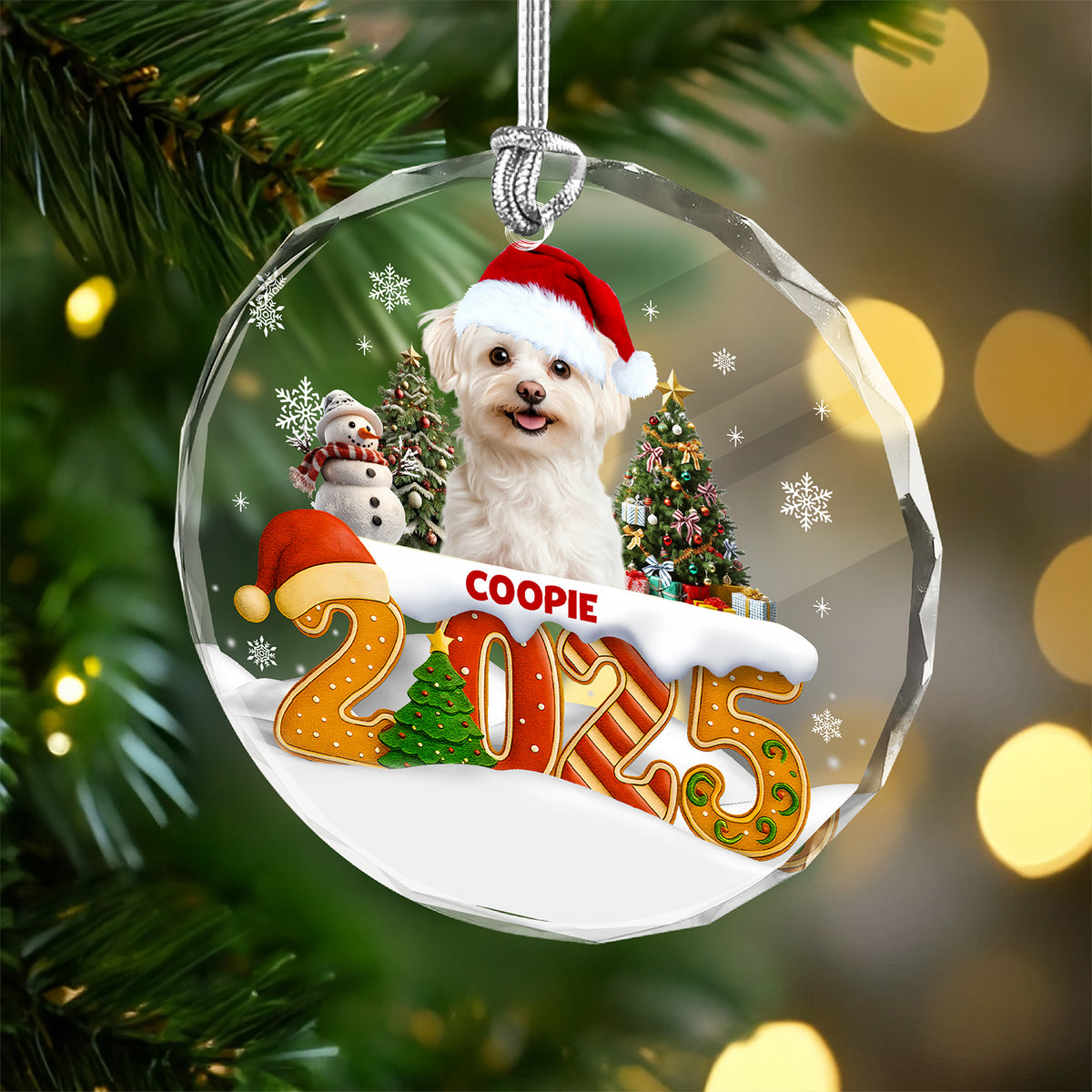 Custom Dog Christmas Cake Crew Photo - Personalized Glass Ornament CH07 899976