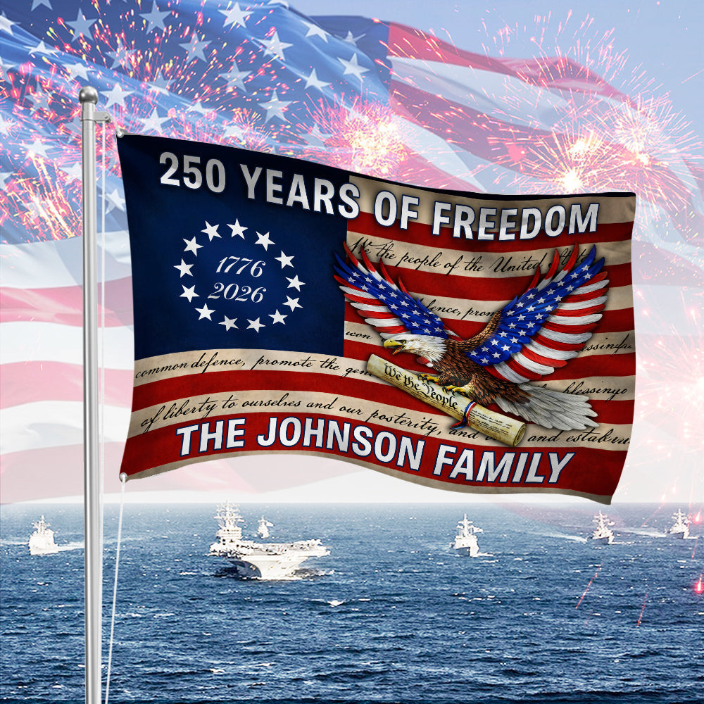 Custom Family Name America 250 Years of Freedom House Flag HO82 901602