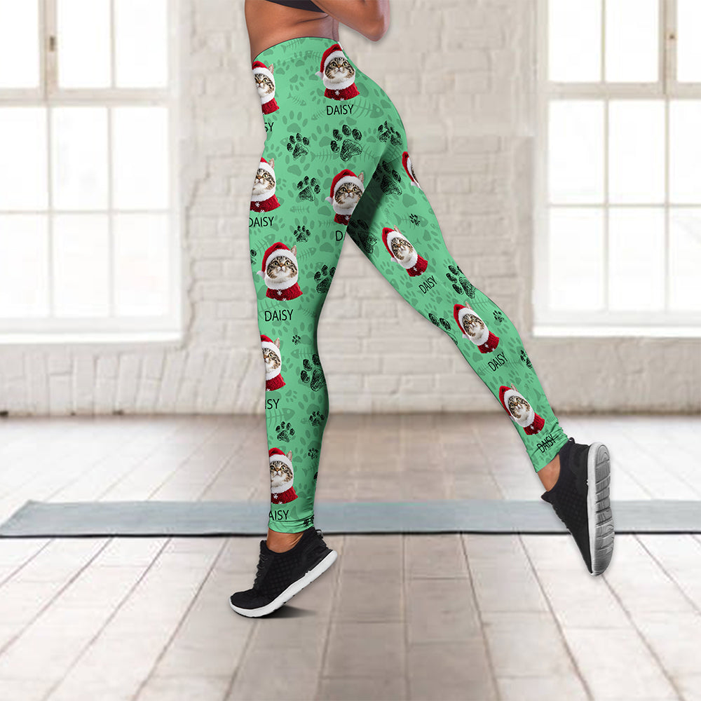 Custom Cat Photo With Paw Pattern Legging HO82 900532
