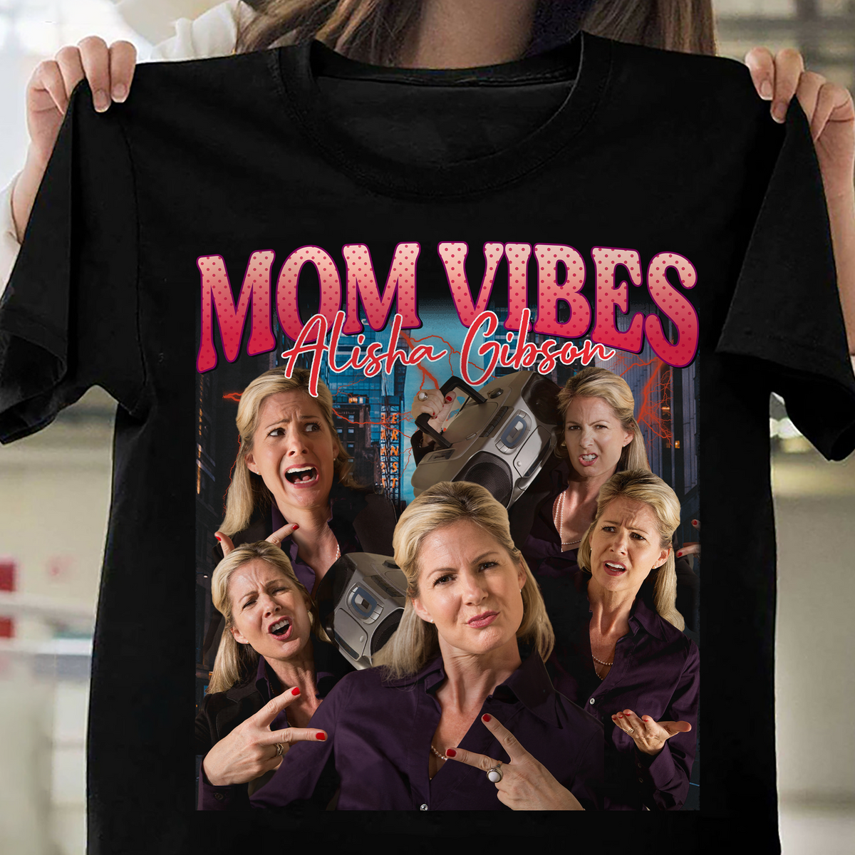 Custom Photo Mom Vibes - Personalized Cool Moms Club Retro Style Dark Shirt CH07 895344