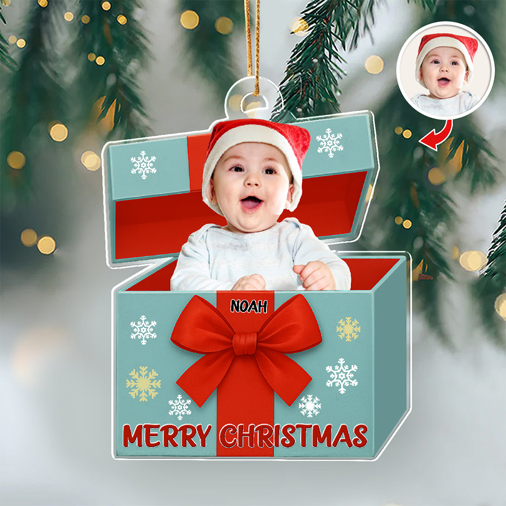 Custom Kid Photo Merry Christmas Acrylic Ornament HO82 900012
