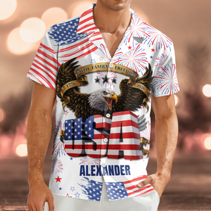 Custom Name Happy Independence's Day USA Eagle Faith, Family & Freedom 3D Hawaii Shirt TH10 898415