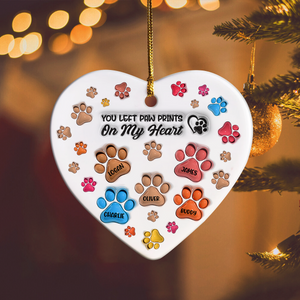 You Left Paw Prints On My Heart 3D Inflated Effect Heart Shaped Ceramic Ornament Personalized Gift HA75 897182