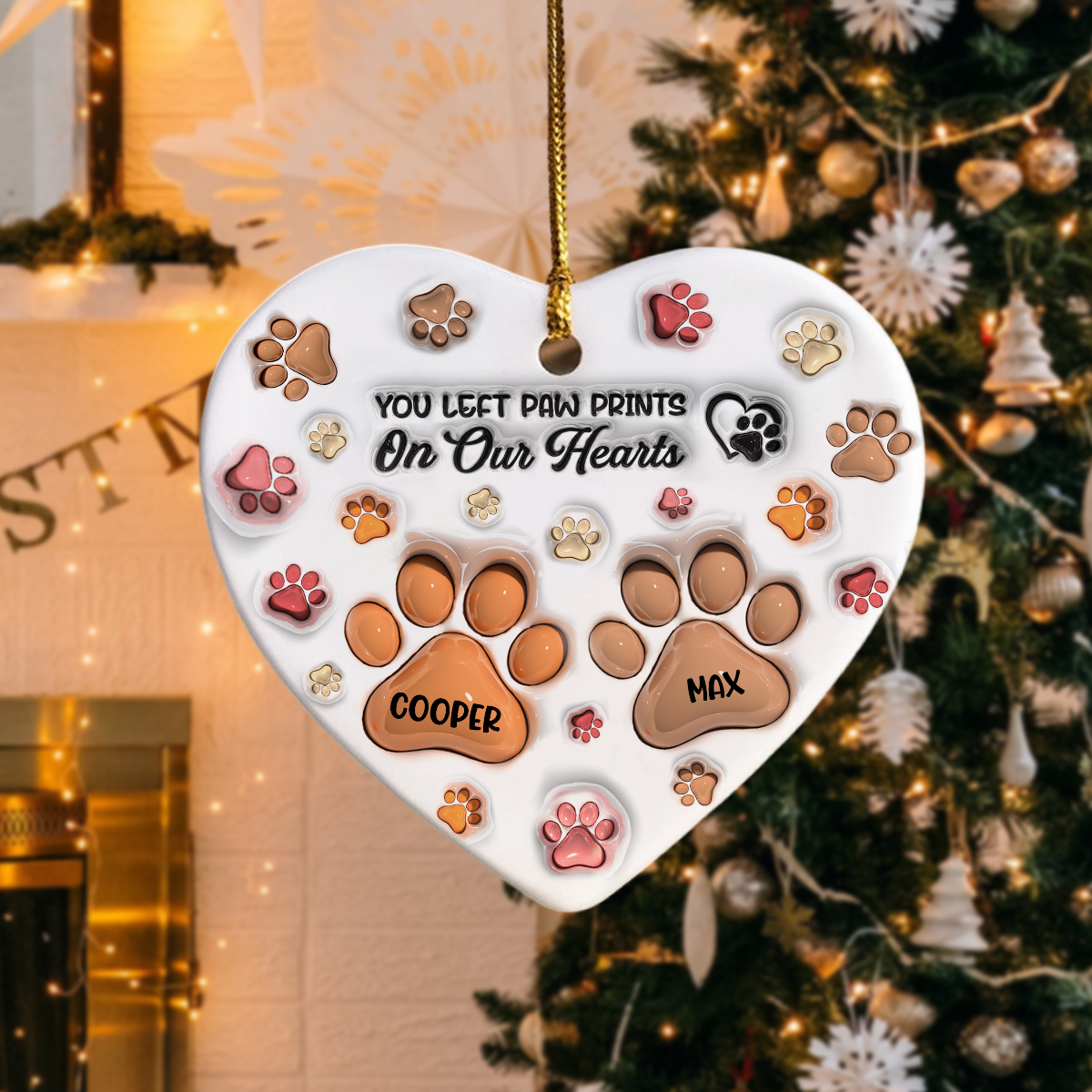 You Left Paw Prints On My Heart 3D Inflated Effect Heart Shaped Ceramic Ornament Personalized Gift HA75 897182
