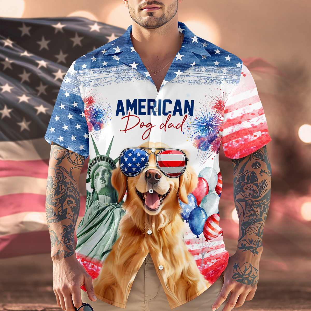 Personalized America Dog Dad Hawaii Shirt LM32 899111