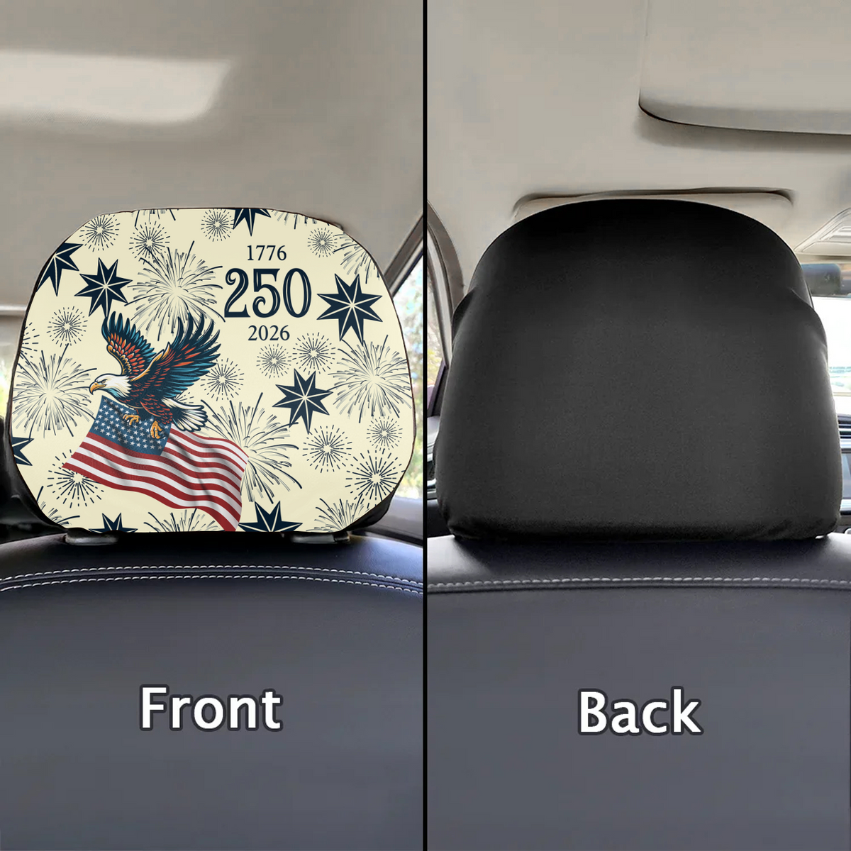 Personalized USA 250 Anniversary Eagle 1776-2026 Car Headrest Covers LM32 899561
