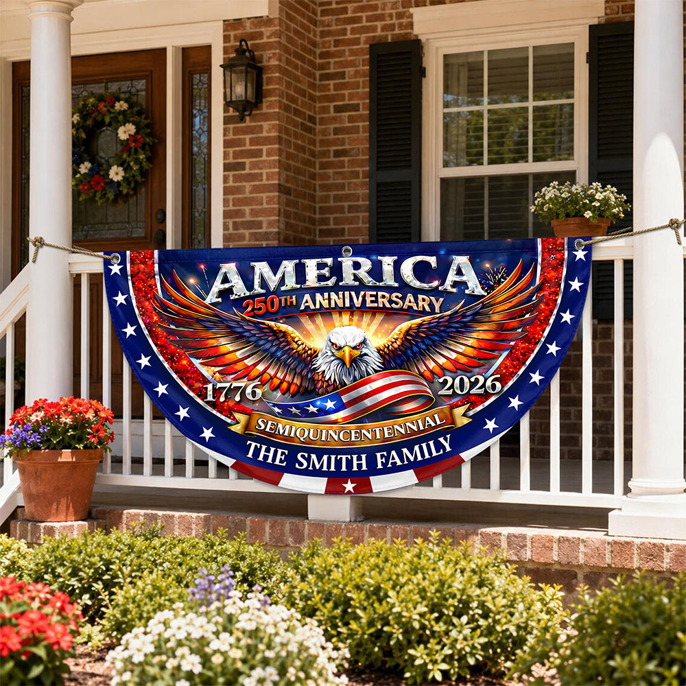 Personalized USA Eagle Patriotic 250th Anniversary Non-Pleated Fan Flag LM32 669345