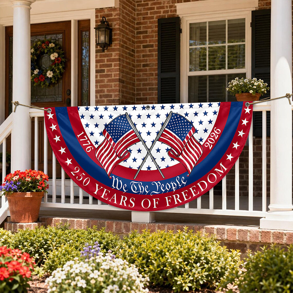 We The People 250 Years of Freedom 1776-2026 America Flag Non-Pleated Fan Flag TH10 170225