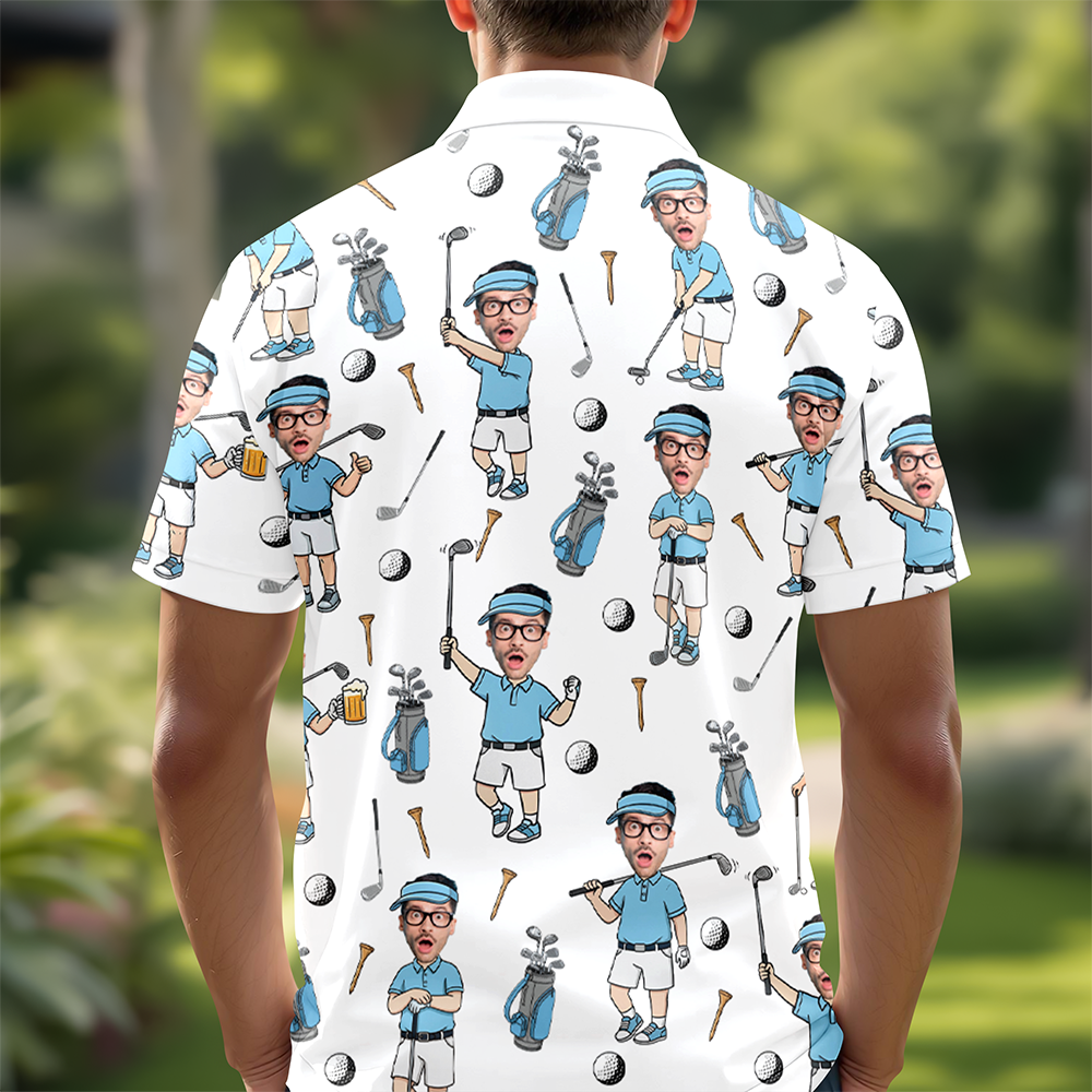 Custom Face Photo Golf Polo Shirt Gift For Golf Lover CH07 911176