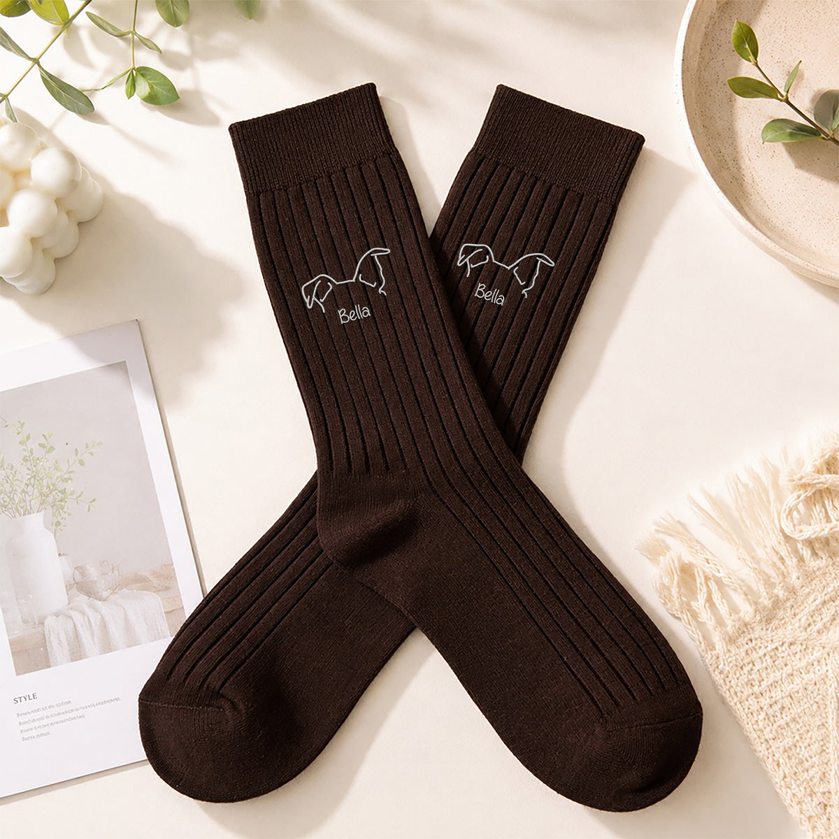 Personalized Dog Ears Embroidered Socks For Dog Lovers CH07 180430