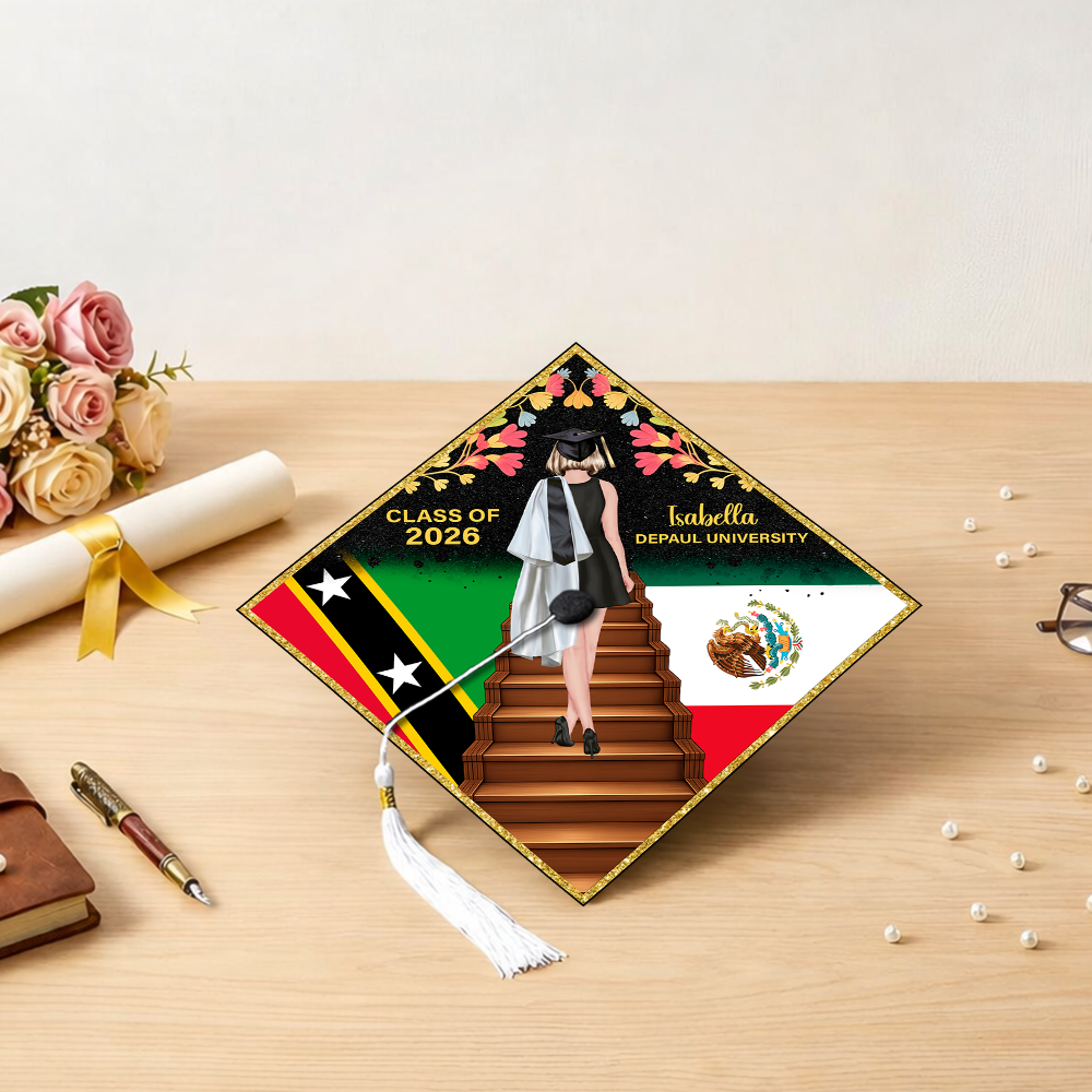 Custom Country Flag Class of 2026 Graduation Cap Topper CH07 910898