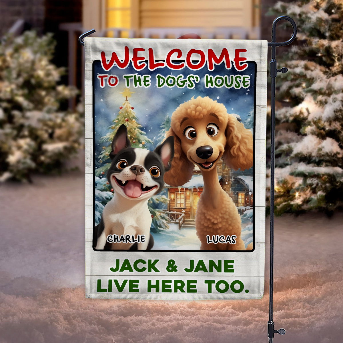 Custom 3D Cute Dog Welcome To The Dog House Decorative Personalized Garden Flag HA75 897936