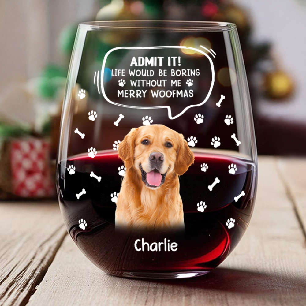 Custom Photo Life Would Be Boring Without Me Dog Cat Wine Glass Christmas Gift HA75 892950