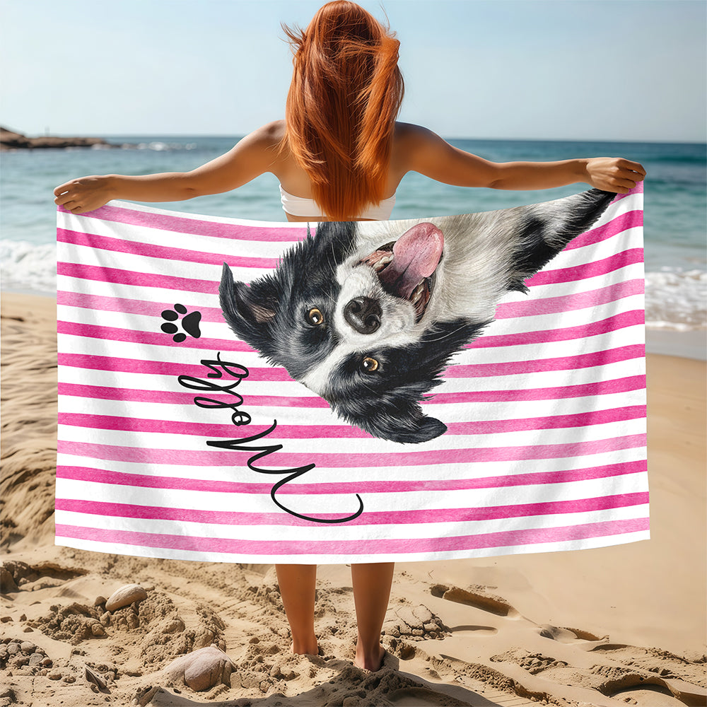 Custom Dog Portrait Beach Towel - Personalized Pet Lover Gift CH07 911466