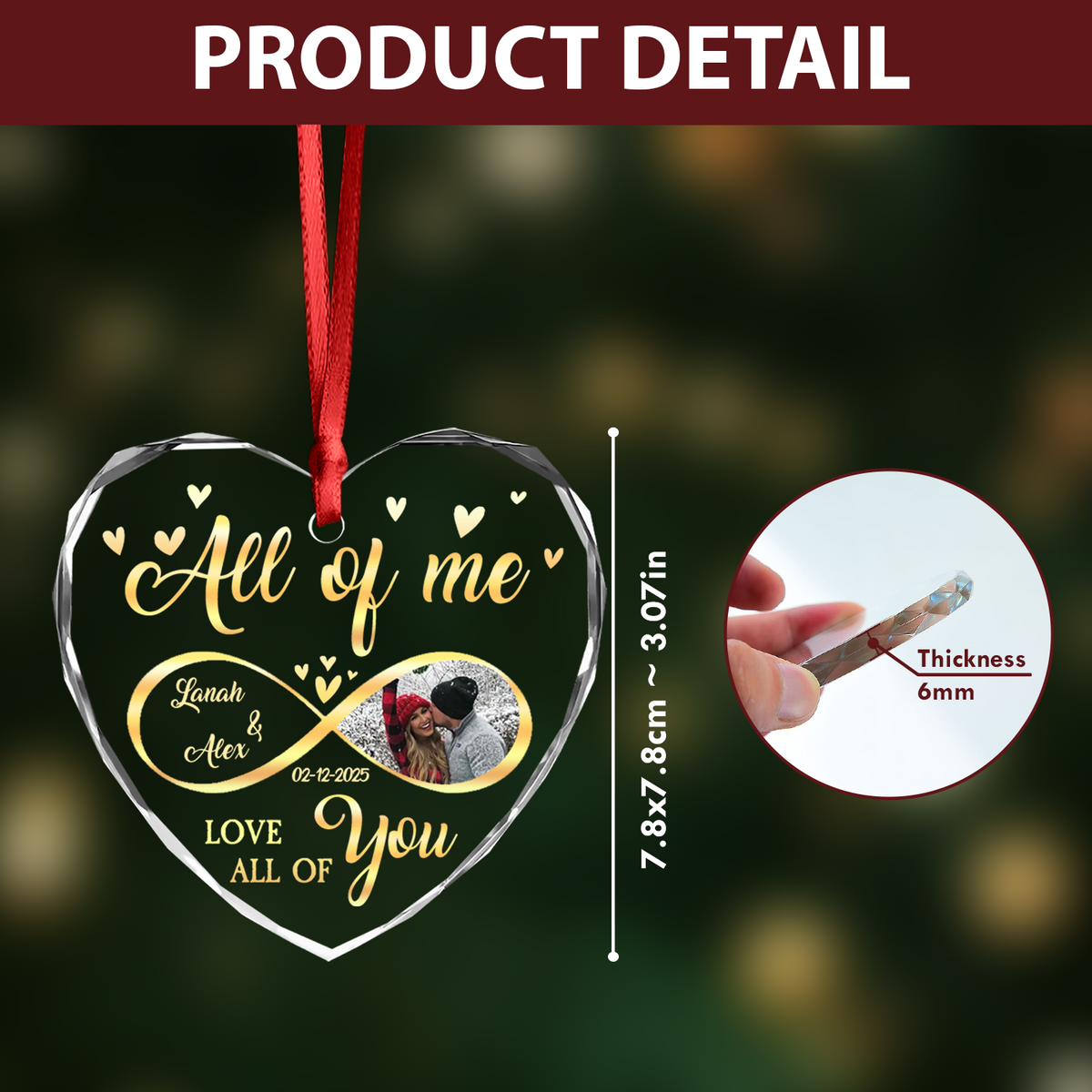 Custom Photo All Of Me Loves All Off You Couple Heart Shape Glass Ornament HA75 892836