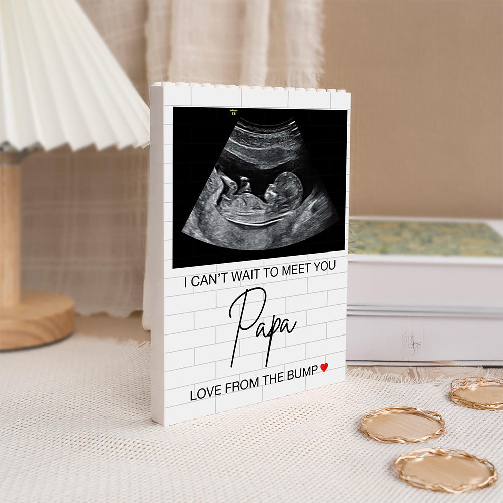 Custom Photo Baby Scan Can't Wait To Meet Daddy Building Block, New Baby Gift LM32 669069