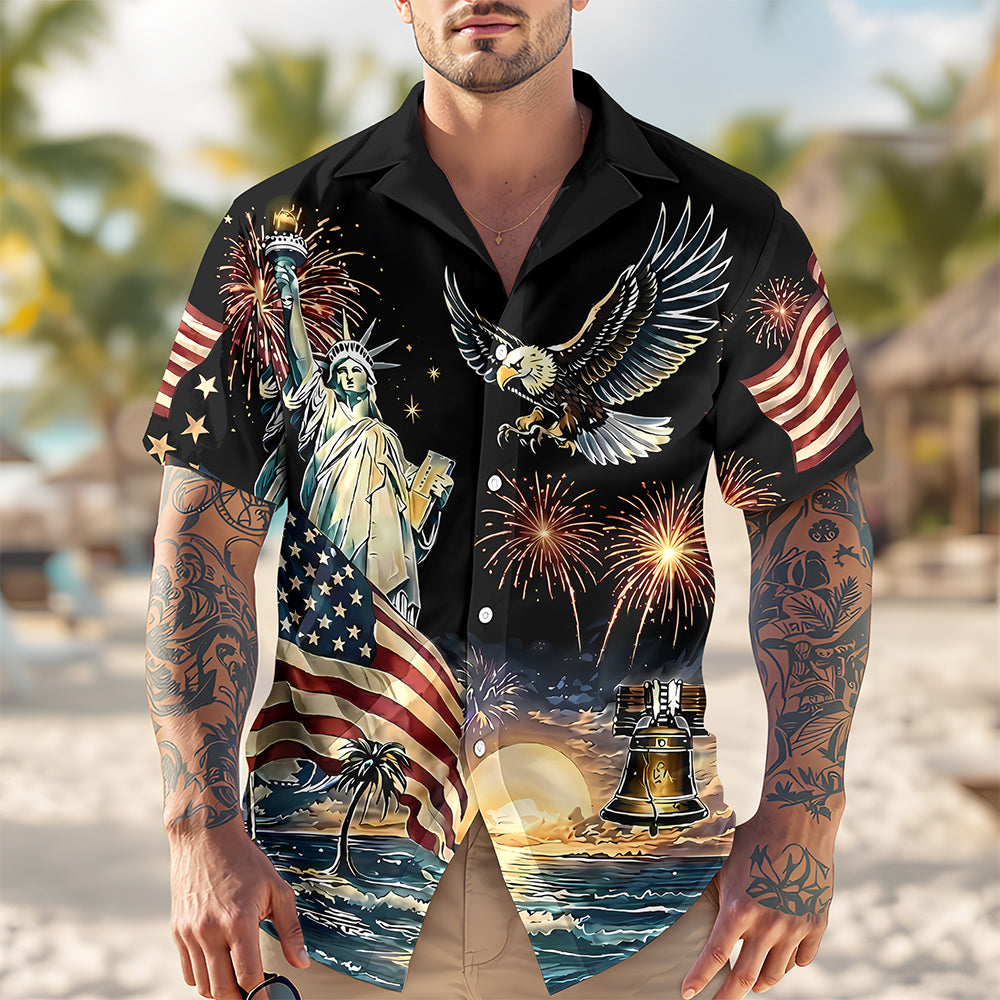 Personalized 4th of July 250th Anniversary Eagle American Flag Hawaiian Shirt LM32 669231