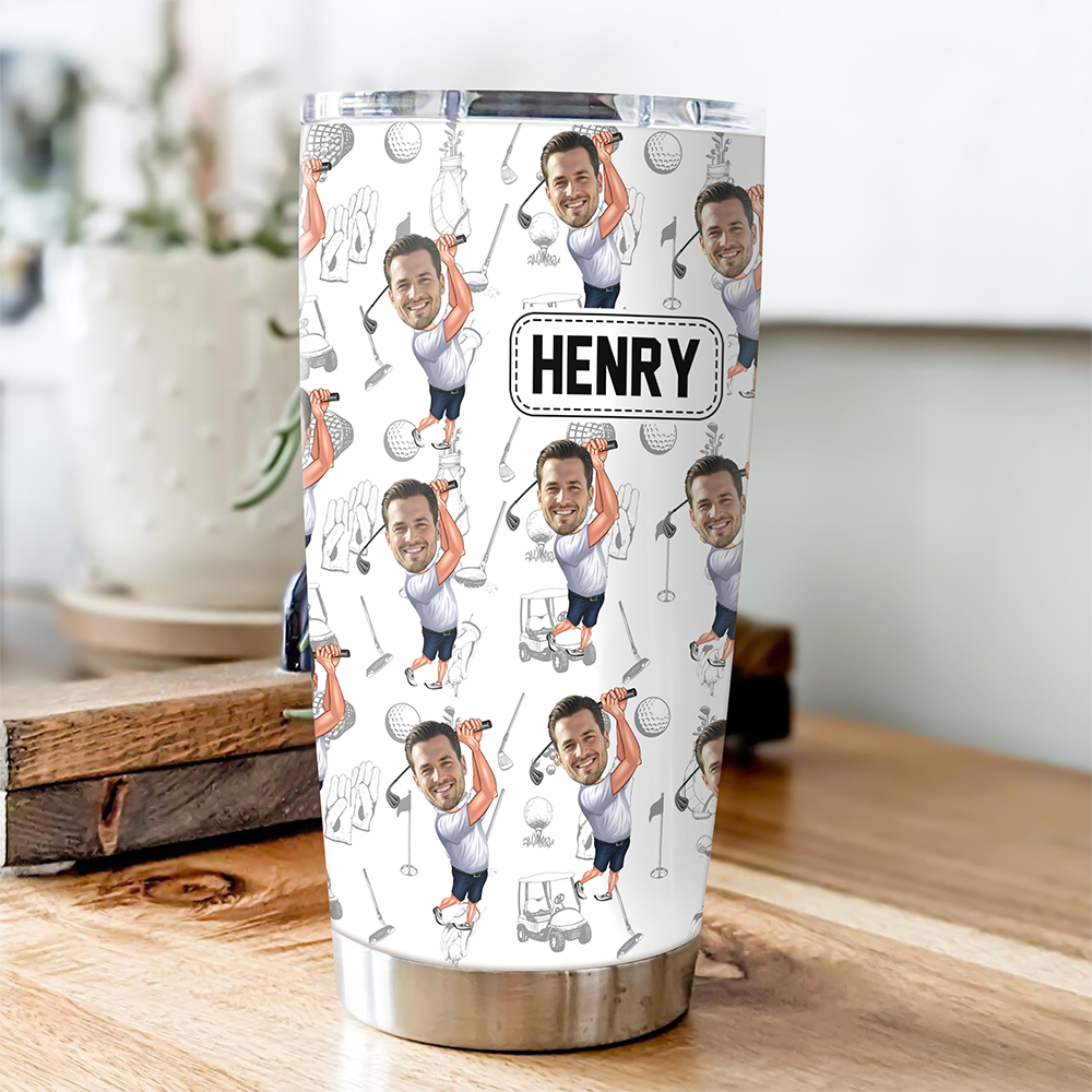 Custom Funny Golfer Photo Fat Tumbler - Golf Lovers Gift HA75 920588