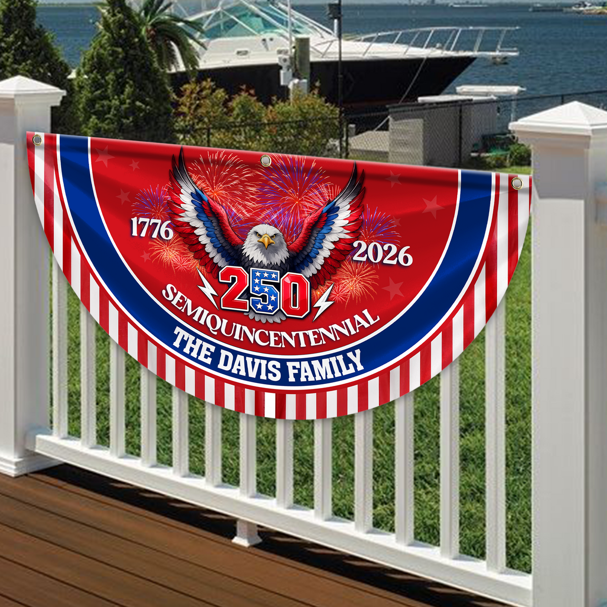 Custom Family Name Flag 250 Years America Non-Pleated Fan Flag CH07 910822