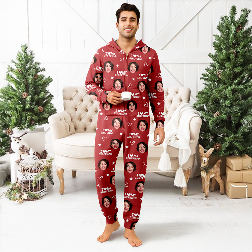 Custom Photo I Love My BoyfriendGirlfriend Valentine's Gift Onesie Pajamas For Couple HO82 900058