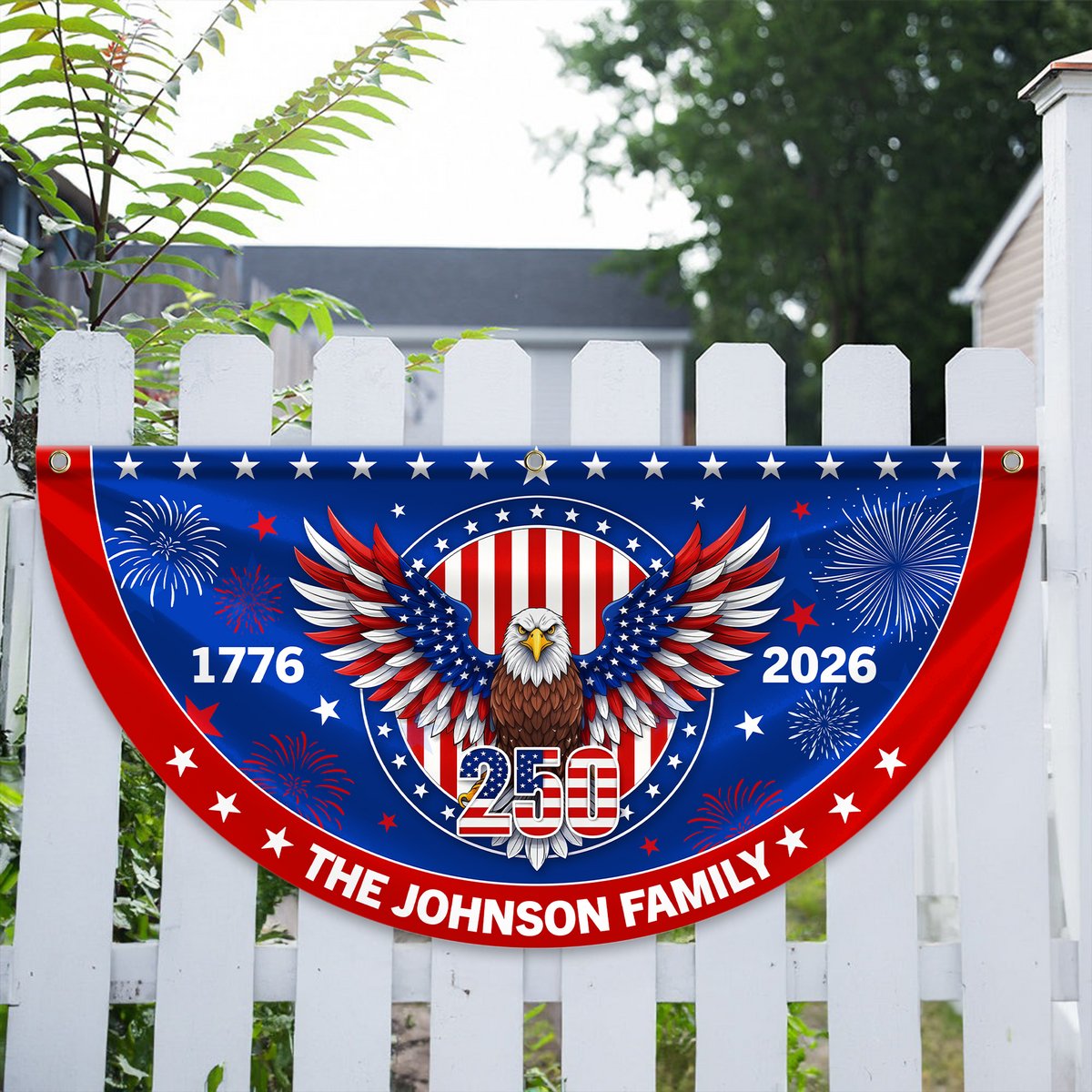 Personalized Family Name 1776-2026 250 Years Birthday America Non-Pleated Fan Flag HA75 920184