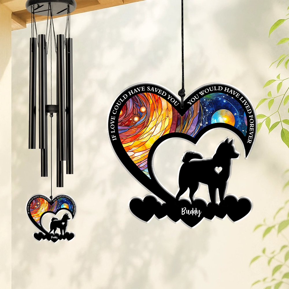 No Longer By My Side But Forever in My Heart Personalized Dog Memorial Acrylic Wind Chimes LM32 893841