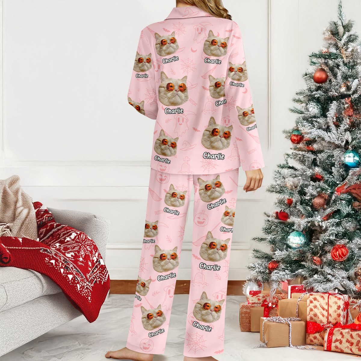 Custom Cat Photo Halloween Season Pajamas For Cat Lovers TH10 896131