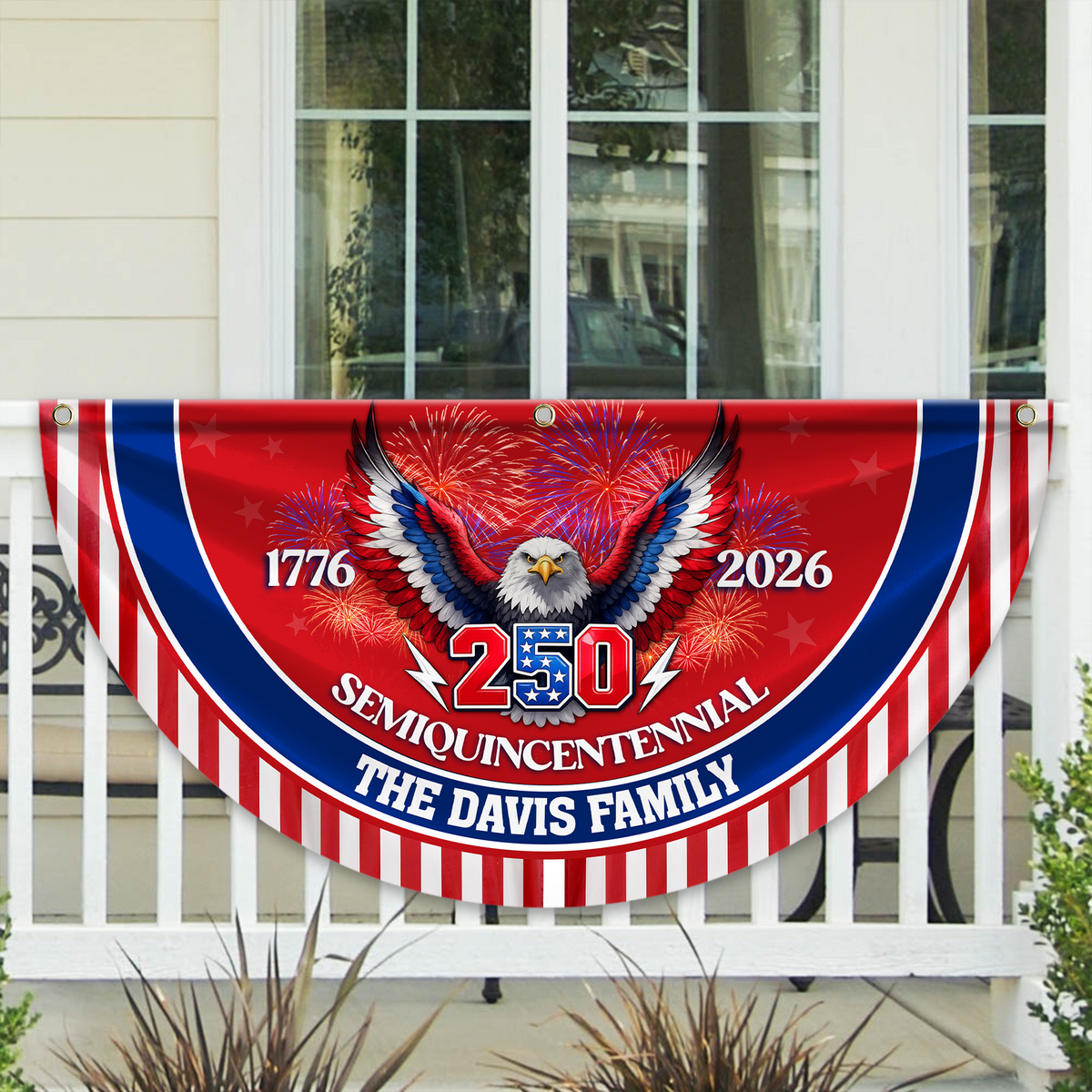 Custom Family Name Flag 250 Years America Non-Pleated Fan Flag CH07 910822